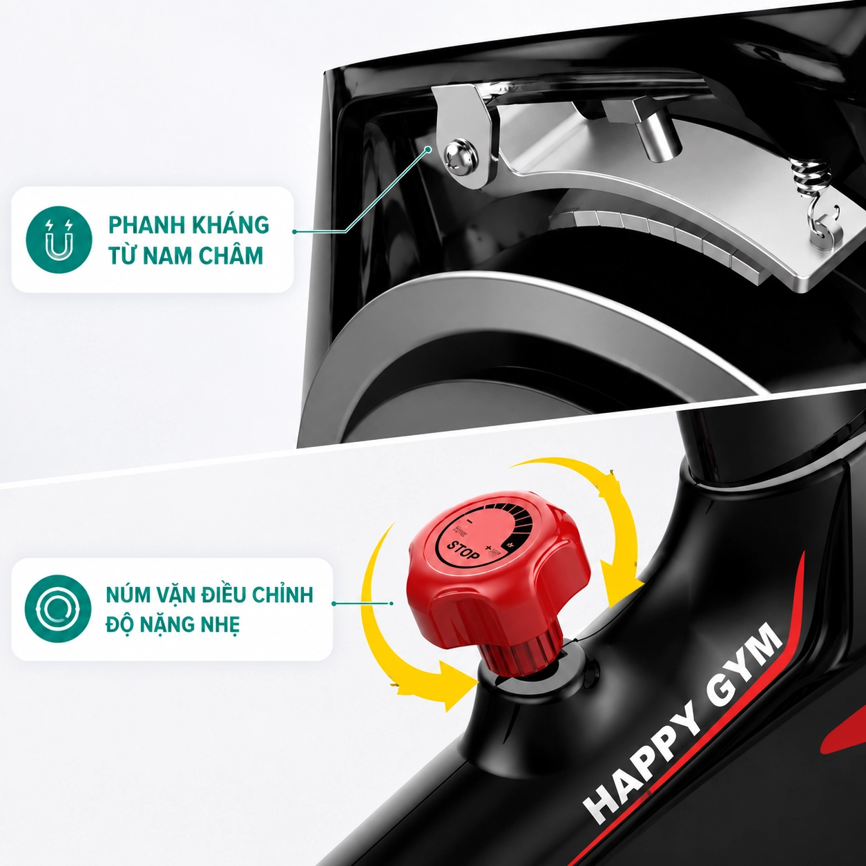 Phanh kháng từ nam châm và yên điều chỉnh Fitness F-509